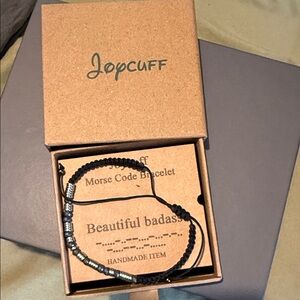Joycuff Black Morse Code Beaded Bracelet